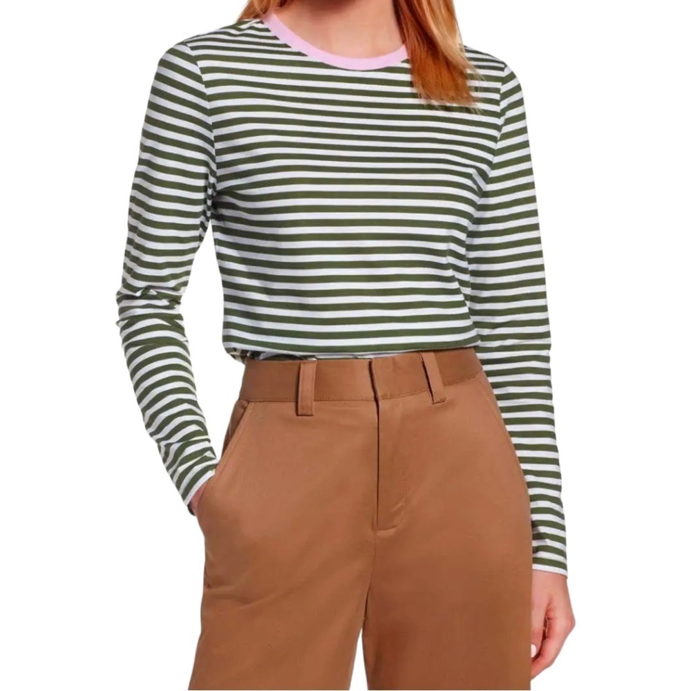 1901 Long Sleeve Stripe Tee Large 12 14 Ringer L Contrast Crew 100% Cotton NWT